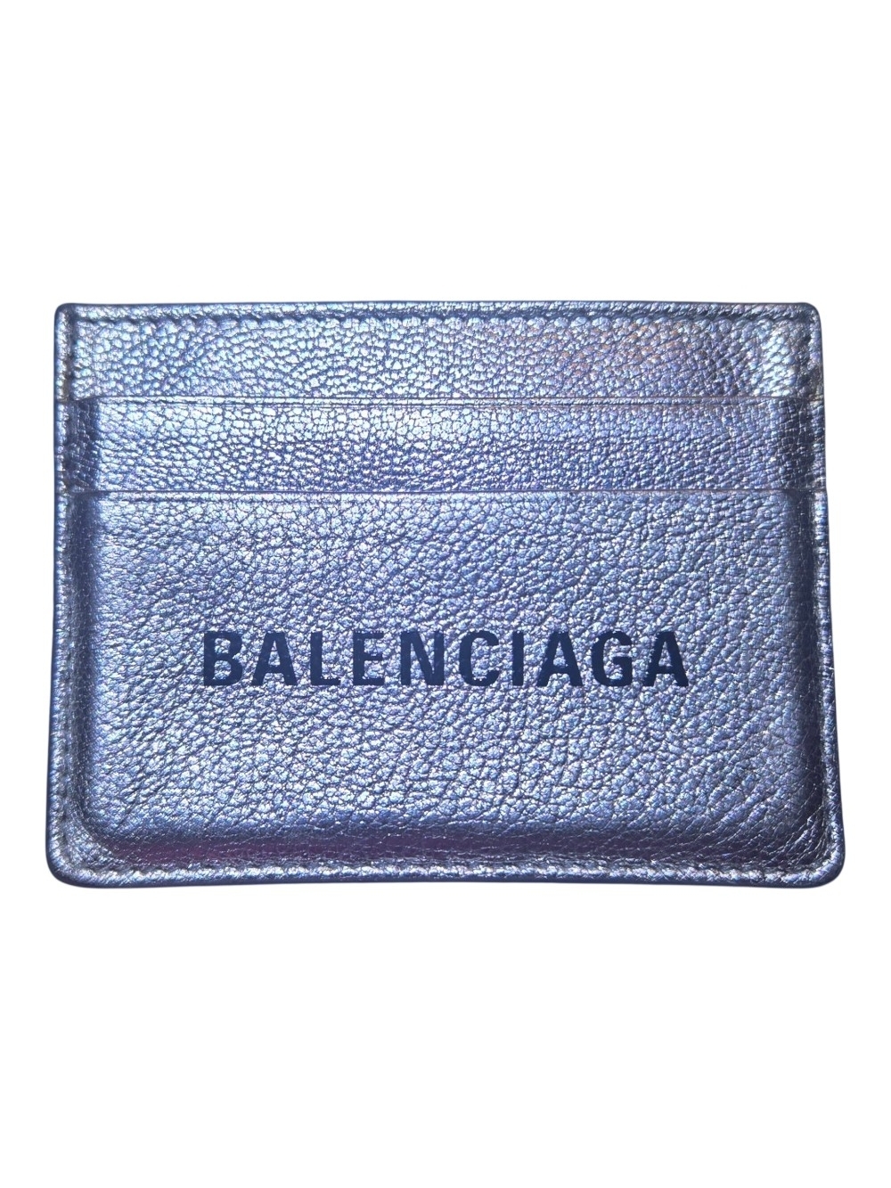 2019 Balenciaga Metallic Silver Leather Card Holder